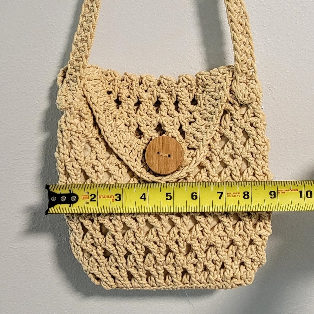 Macrame Boho Cottage Shoulder Bag Summer Beach Vacation Button Flap Philippines - Picture 2 of 12